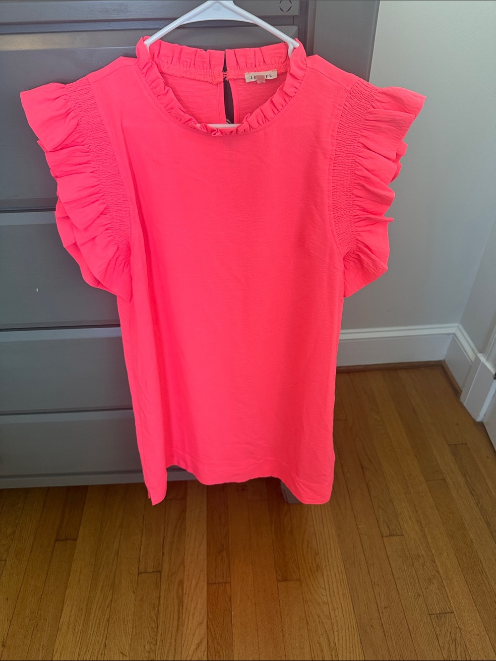 JODIFL Neon Pink Ruffle Sleeve dress